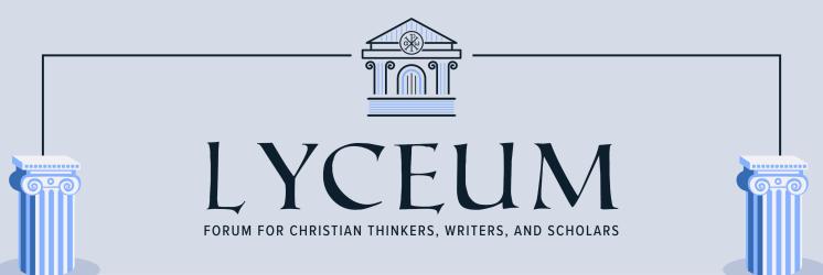 Lyceum forum for christian thinkers, writers, and scholars navy blue logo