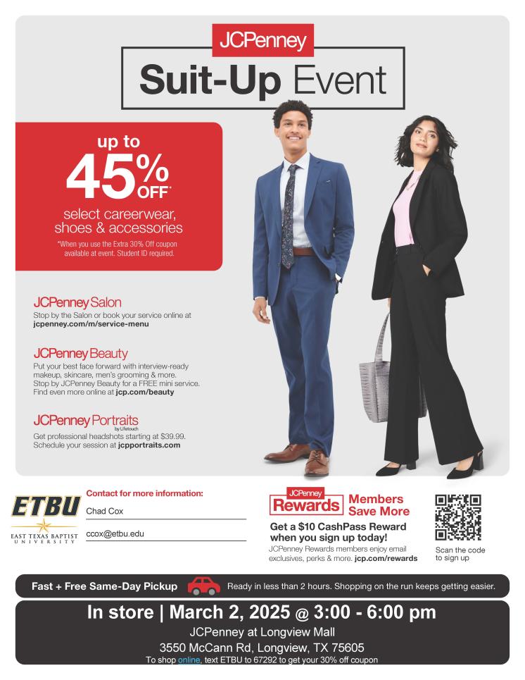 JCP Suit up Event Flyer