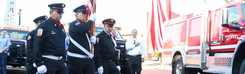 firefighters walking